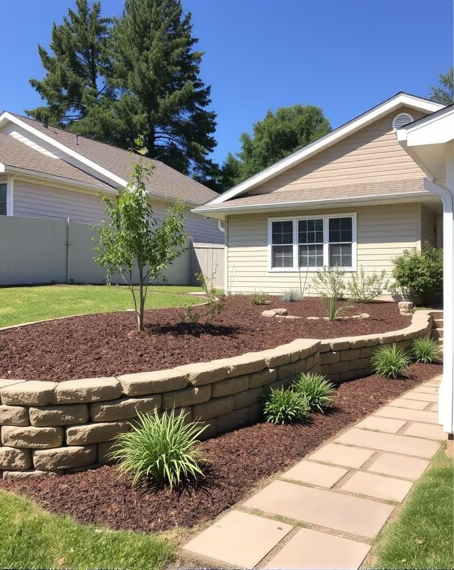 673b7f311237a43db6346616 23. A residential backyard in San Diego featuring a raised garden bed with stone retaining walls